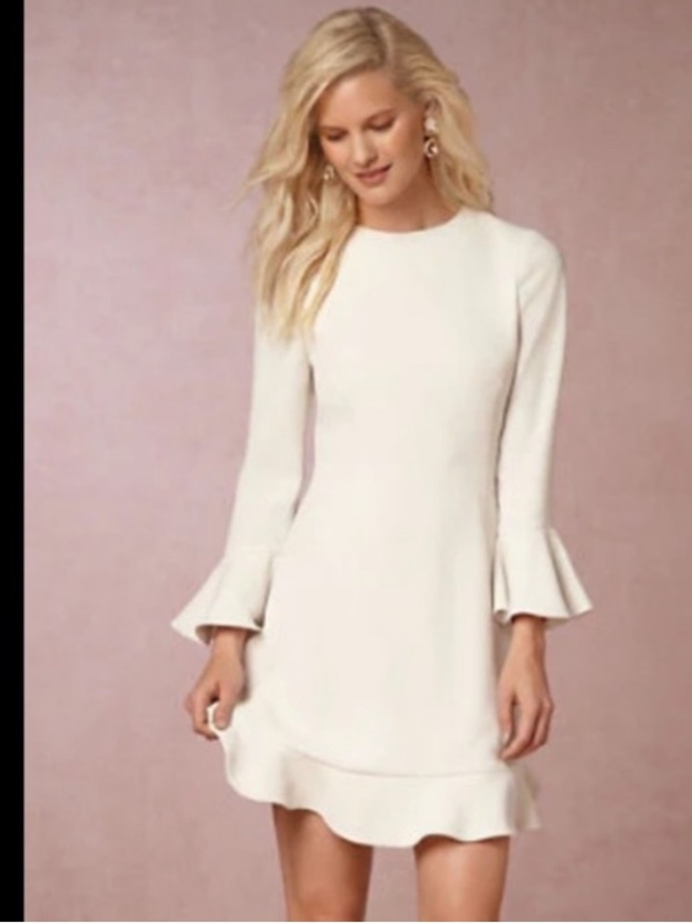 JILL STUART BHLDN Anthropologie Jenny Dress White Flutter Mini Bridal Rehearsal